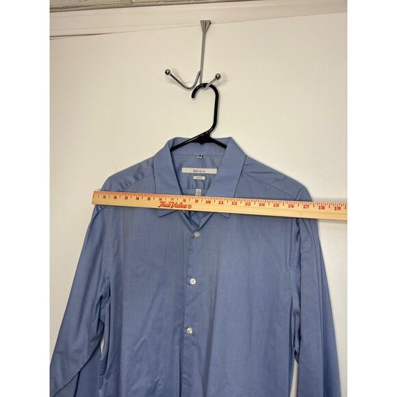 Perry Ellis Portfolio Button Shirt Mens Size 17 34/35 Blue - Picture 4 of 6
